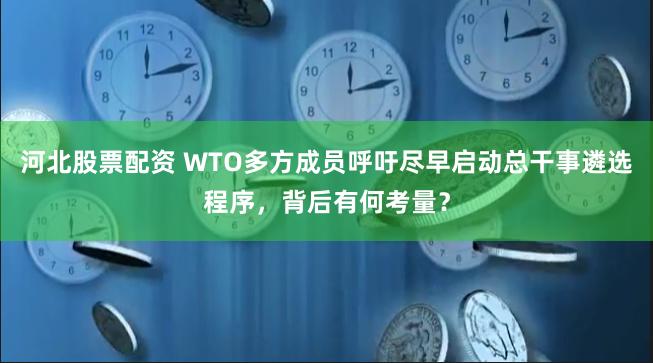 河北股票配资 WTO多方成员呼吁尽早启动总干事遴选程序，背后有何考量？