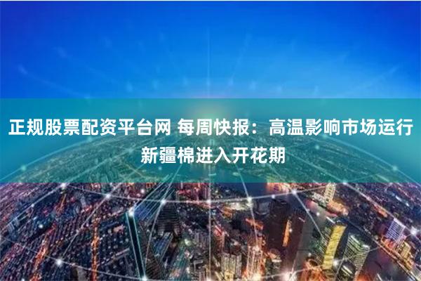 正规股票配资平台网 每周快报：高温影响市场运行 新疆棉进入开花期